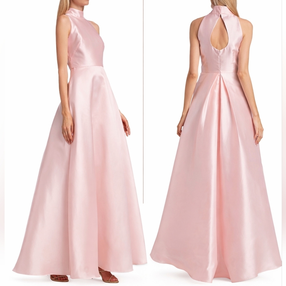 ML Monique Lhullier Halter Satin Ball Gown, Blush Pink NWT, sizss 8 & 10